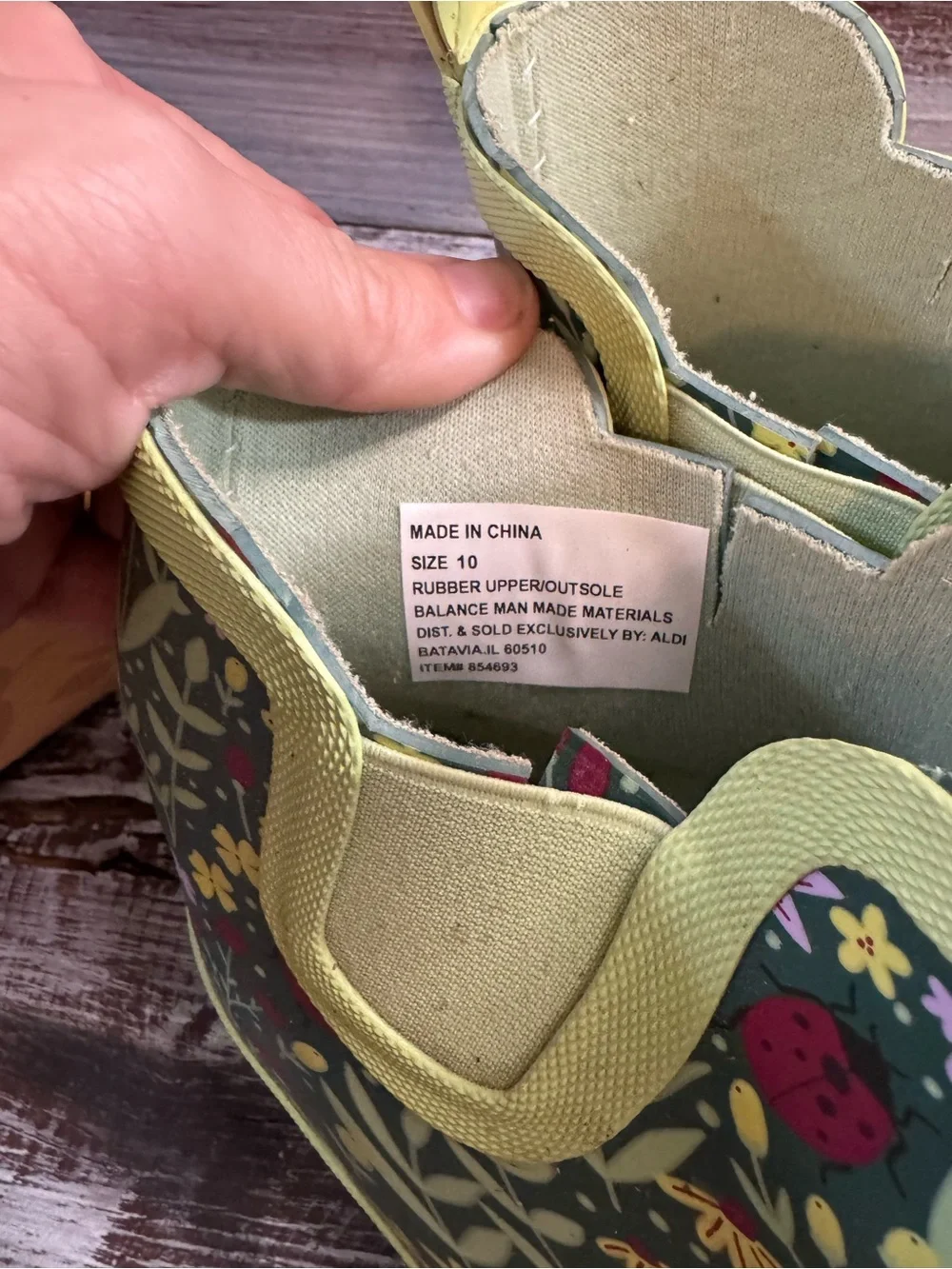 Womens Floral Green Waterproof Chelsea Rain Boots